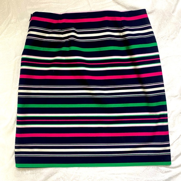 Talbots Fun & Vibrant Stripe Mid-Length Pencil Skirt Fully Lined EUC Size 10 - Picture 2 of 6